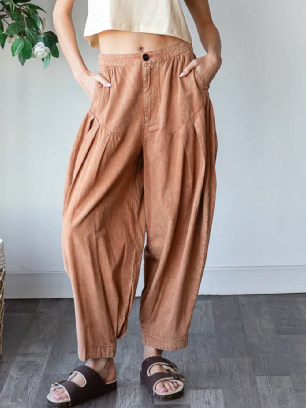 Oli & Hali Mineral Wash Pleated detail Barrel Denim Pants